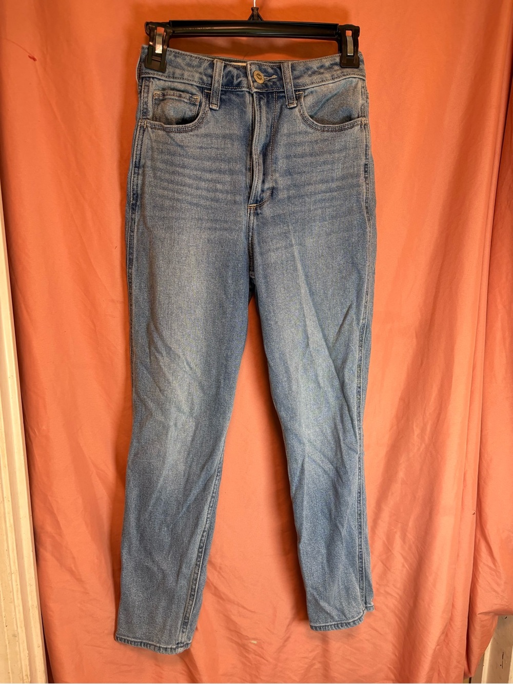 Womens Hollister Jeans Curvy Ultra High-Rise Mom Jean Size 00R W24R Vtg Stretch